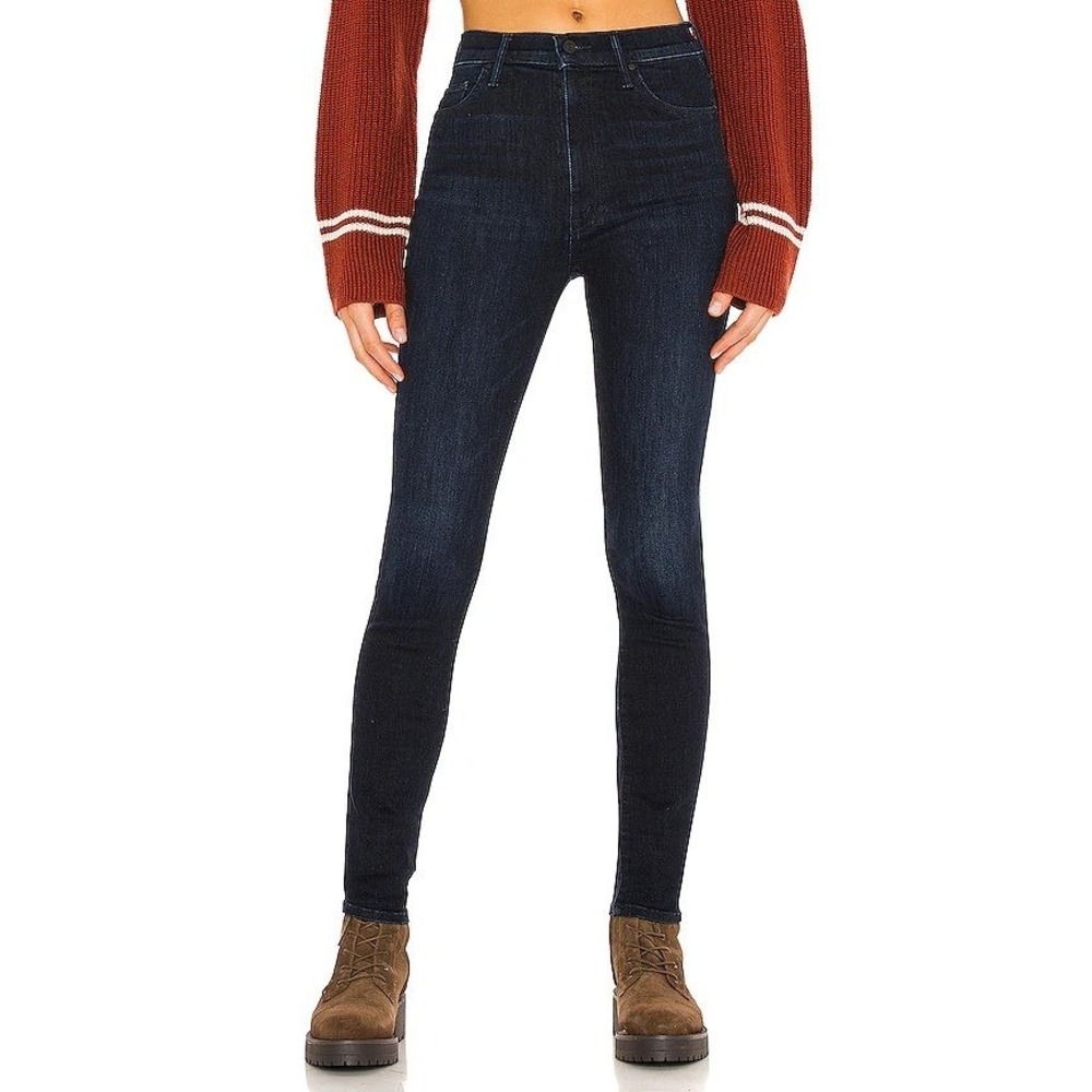 NWT MOTHER The Super Swooner Skinny Jeans Howling at Disco Dark Wash Denim 28